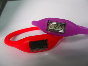 लाल / बैंगनी स्पोर्ट सिलिकॉन Pedometer एलसीडी स्क्रीन के लिए लड़कियों / लड़कों के साथ देखो