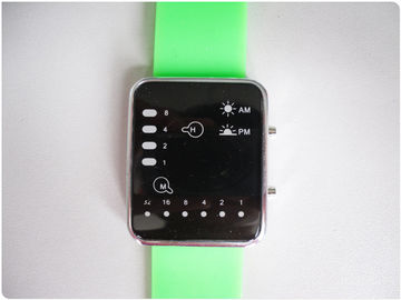 ग्रीन बाइनरी एलईडी घड़ी / सिलिकॉन रबर wristband घड़ियाँ OEM
