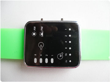 ग्रीन बाइनरी एलईडी घड़ी / सिलिकॉन रबर wristband घड़ियाँ OEM