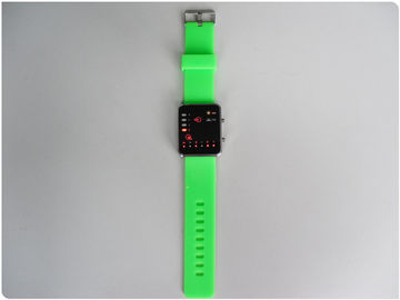 ग्रीन बाइनरी एलईडी घड़ी / सिलिकॉन रबर wristband घड़ियाँ OEM