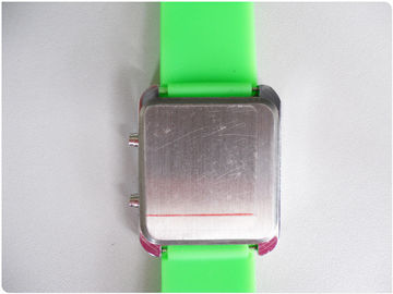ग्रीन बाइनरी एलईडी घड़ी / सिलिकॉन रबर wristband घड़ियाँ OEM