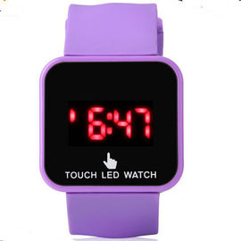 बैंगनी एलईडी डिजिटल कलाई घड़ी लड़की प्लास्टिक के मामले + सिलिकॉन Wristband निर्यातक थोक व्यापारी के लिए